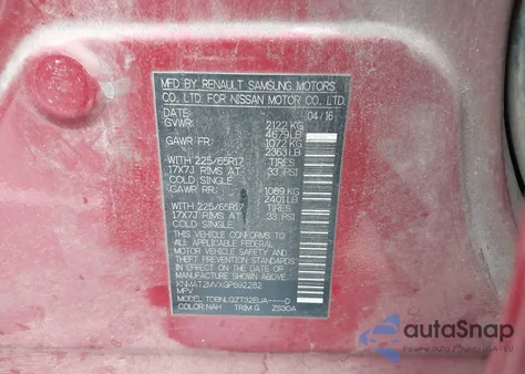 2016 Nissan Rogue Sv из США, поврежденный, VIN KNMAT2MVXGP692282